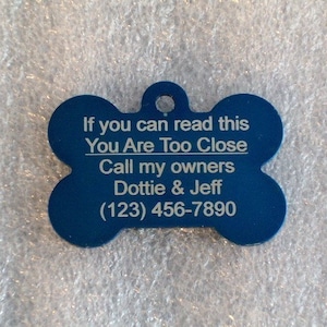 Lasergegraveerd huisdier-ID-tag - groot - botvorm -- dubbelzijdig (gemaakt in de VS) -- 1 st.