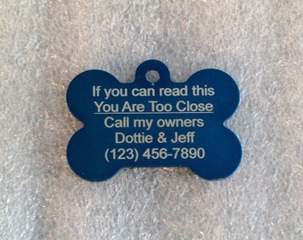 Laser Engraved Pet ID Tag - Large - Bone shape -- 2-Sided (Made in the USA) -- 1pc.