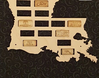 NEW --- Louisiana Shaped Wine Cork Map -- Small -- Holds 20 Wine Bottle Corks -- For your wine lover -- Made in the USA