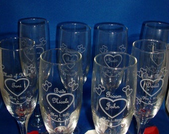 Engraved Wedding Toasting Glasses - Set of (2) - Champagne Flutes - Personalized