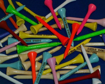 Personalized Golf Tees (2-1/8) -- (Multi-colored lot)  --  Personalized for your event (100 pcs)