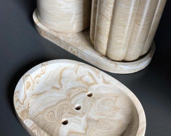 Seifenschale, marmoriert, Badezimmer, Jesmonite Seifenschale, Seifenablage, Badezimmer Dekor