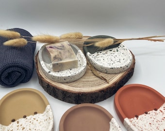 Jabonera de terrazo para baño, jabonera Jesmonite, bandeja para jabón, decoración de baño