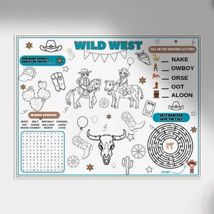 Western Party and Activity Color Sheet- Birthdays and Parties