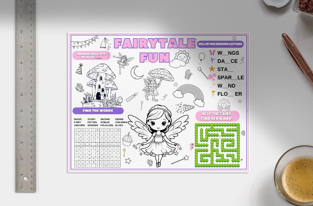 Fairy Tale Activity and Color Sheet- Girls Birthdays and Parties - Etsy