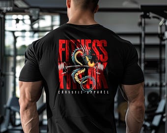 Dragon Gym T-shirtdesign: Fitness Freak PNG SVG (digital nedladdning)