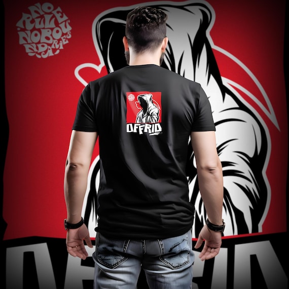 Offrid Streetwear T-Shirt: Hooded Figure Graphic Tee