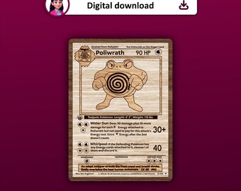 Poliwrath Pokemon Card Vector svg pfd for laser cutting and engraving, Poliwrath First Edition Card