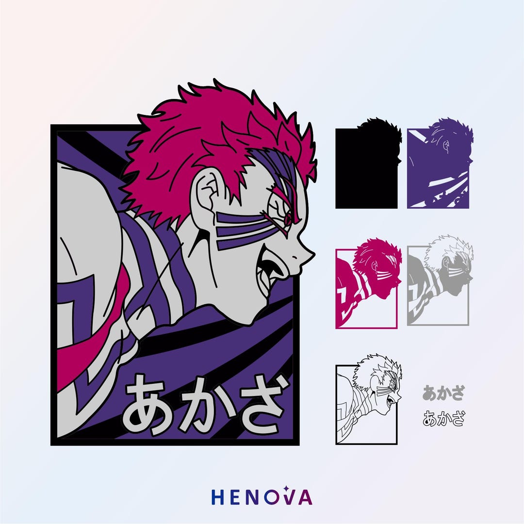 Akaza Demon Slayer Multilayer SVG PDF AI for Laser Cutting, Anime Laser ...