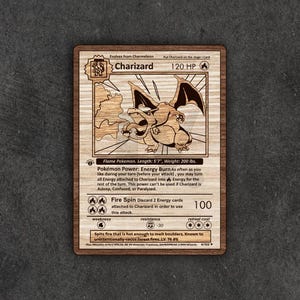 Charizard Pokemon Cards Vector per Laser Cutter, Charizard prima edizione SVG, file vettoriale PDF per laser