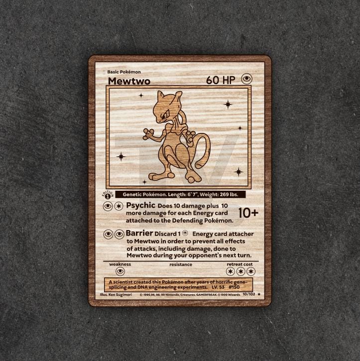 Mewtwo First Edition Pokemon Card Vector Svg Pdf for Laser Cutting and  Engraving Multilayer Vector File for Laser Glowforge Best Seller - Etsy