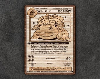 Venusaur First edition pokemon card vector svg pdf for laser cutting and engraving multilayer vector file for laser glowforge best seller