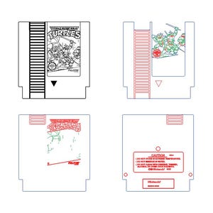 Archivo de corte láser de cartucho de Nintendo de las Tortugas Ninja Mutantes. Plantilla SVG y PDF para corte láser, CnC, Glowforge, Cricut y corte láser.