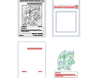Blue Eyes White Dragon YuGiOh Card vector svg pdf for laser cutting and engraving multilayer vector file best seller new file high detailed