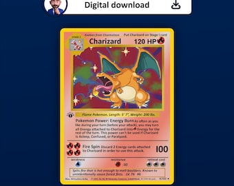 Charizard First Edition Pokémon Card Vector | High-Res PNG | Laser-Ready Multilayer File for Acrylic & Print