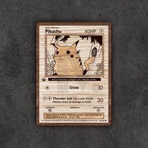 Pikachu Pokemon Cards Vector voor Laser Cutter, Pikachu eerste editie SVG, pdf-vectorbestand voor laser
