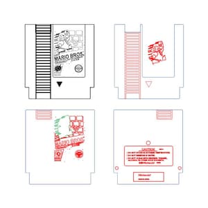 Mario Bros Unterhaltung System Nintendo Patrone Laser geschnitten Datei Laser Cut SVG PDF CnC, Glowforge, Cricut und Laser Cut