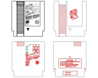 Mario Bros Entertainment System Nintendo Cartridge Laser Cut File Laser Cut SVG PDF CnC, Glowforge, Cricut, and Laser Cutting