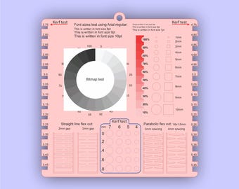 Plantilla vectorial de placa de prueba de materiales cortada con láser (AI y PDF)