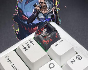 Tecla artesanal Valorant FADE, de resina transparente personalizada, hecha a mano, con un bonito diseño para gaming, perfil SA para teclado mecánico, regalo para gamers.