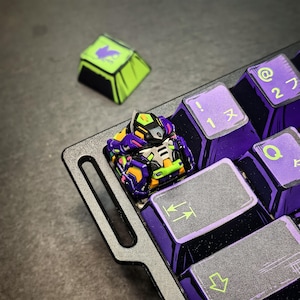 Mecha Artisan Keycap，Custom Resin Keycap，Cool Anime Keycap，Black Purple Mecha Keycap，ESC Keycap For Mechanical Keyboards，Cherry MX，Gift