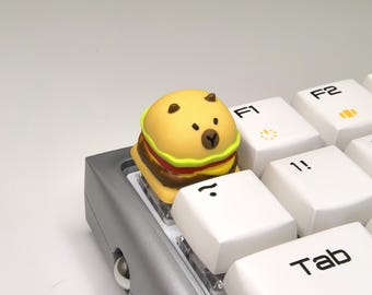 Capybara Burger Artisan Keycap,Custom Resin Keycap,Cute Anime Keyboard Cap,ESC Keycap For Mechanical keyboard，Cherry MX 1U，Gift