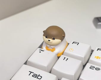 Bonita tecla artesanal de nutria, tecla de resina personalizada hecha a mano, bonita tecla de teclado de animal, tecla ESC para teclado mecánico, Cherry MX 1U, regalo
