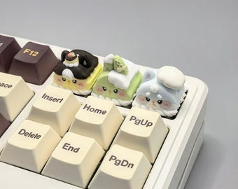 Tecla artesanal de conejo de postre, de resina personalizada, original, linda, de anime, para teclado mecánico, accesorios, regalo, Cherry MX
