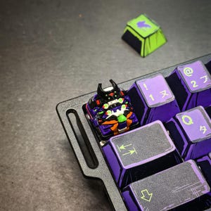 No. 2 Machine Artisan Keycap，Custom Resin Keycap，Cool Anime Keycap，Black Purple Mecha Keycap，ESC Keycap For Mechanical Keyboards，Gift