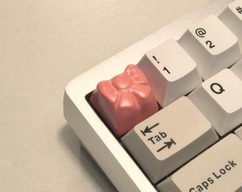 Bonita tecla artesanal con forma de pajarita, tecla de metal rosa personalizada original, tecla de colección para teclado mecánico, Cherry MX, regalo para niña