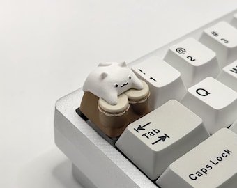 Bongo Cat Artisan Keycap，Cute Kitten Keycap，Custom Resin Keycap，Handmade Keycap For Mechanical Keyboard，Cherry Mx，Gift