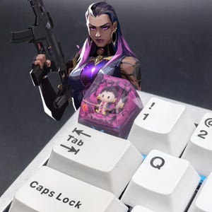 Valorant RAYNA Artisan Keycap，Custom Transparent Resin Keycap，Handmade Cute Gaming Keycap，SA Profile For Mechanical Keyboard，Gamer Gift