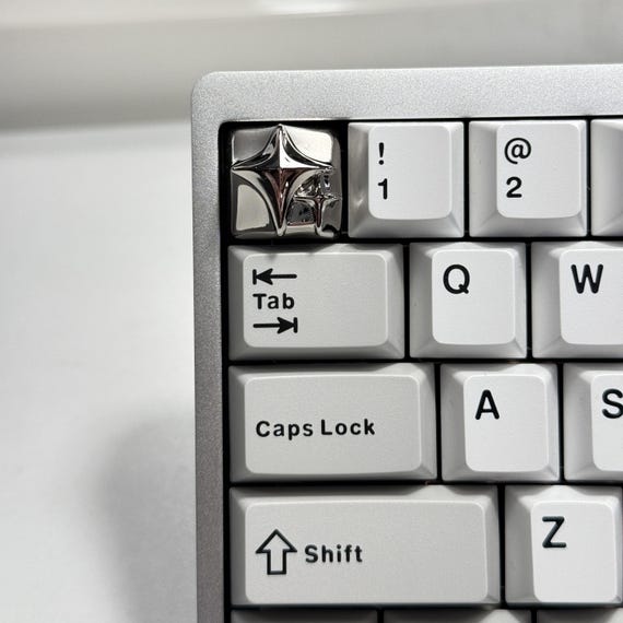 Original Silver Star Artisan Keycap，custom Personalized Metal