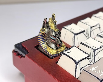 Teclas artesanales Anubis, teclas de metal personalizadas, teclas negras personalizadas, ESC Cherry MX 1U, teclas para teclado mecánico, regalo