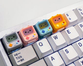 Tecla artesanal para Gameboy, linda tecla de resina translúcida con forma de robot, tecla ESC 1U personalizada y hecha a mano para teclado mecánico, Cherry MX, regalo