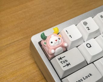 Bonita tapa de tecla artesanal de alce, tapa de tecla personalizada hecha a mano, bonita tapa de tecla de resina de anime, tapa de tecla para teclado mecánico, regalo para niña