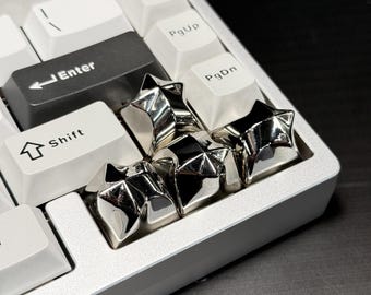 Tecla de flecha de estrella cósmica, tecla artesanal de metal personalizada original, tecla de teclado personalizada, tecla de colección para teclado mecánico, Cherry MX, regalo