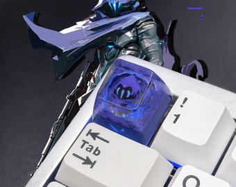 Tecla artesanal Valorant OMEN, de resina transparente personalizada, bonita y hecha a mano para gaming, perfil SA para teclado mecánico, regalo para gamers.