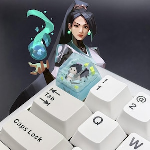 Valorant SAGE Artisan Keycap，Custom Transparent Resin Keycap，Handmade Cute Gaming Keycap，SA Profile For Mechanical Keyboard，Gamer Gift