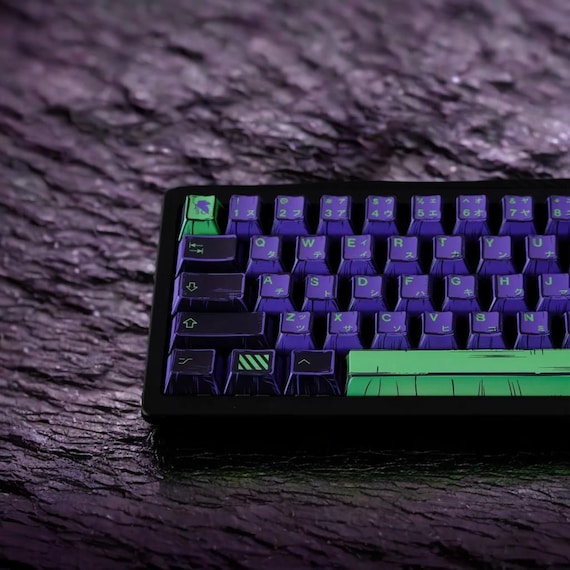 Manga EVANGELION-01 Keycap Set 150key,Custom PBT Anime Keycap，Black Purple Gaming Keycap,Cherry Profile Keycap For Mechanical keyboard,Gift
