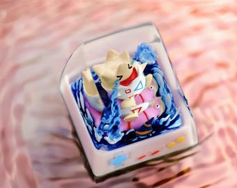 Anime Artisan Keycap，Custom Cartoon Keycap，Cute P0kby Keyboard Cap，Handmade Translucent Resin keycap For Mechanical Keyboard，Cherry MX,Gift