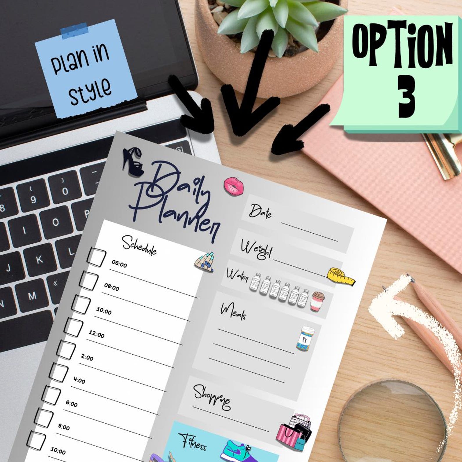 Girly Daily Planner Pages | Printable, ADHD Friendly (4 Styles ...
