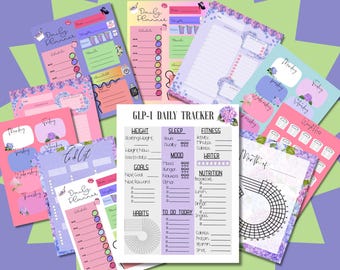GLP-1 Weight Loss Planner Bundle: Daily, Weekly, Monthly Tracker (Instant Download)
