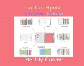 Bipolar Disorder Custom Digital Planner | Working Links | Mental Health Management | Symptom Tracker, Daily, Monthly, Journal, To Do, etc