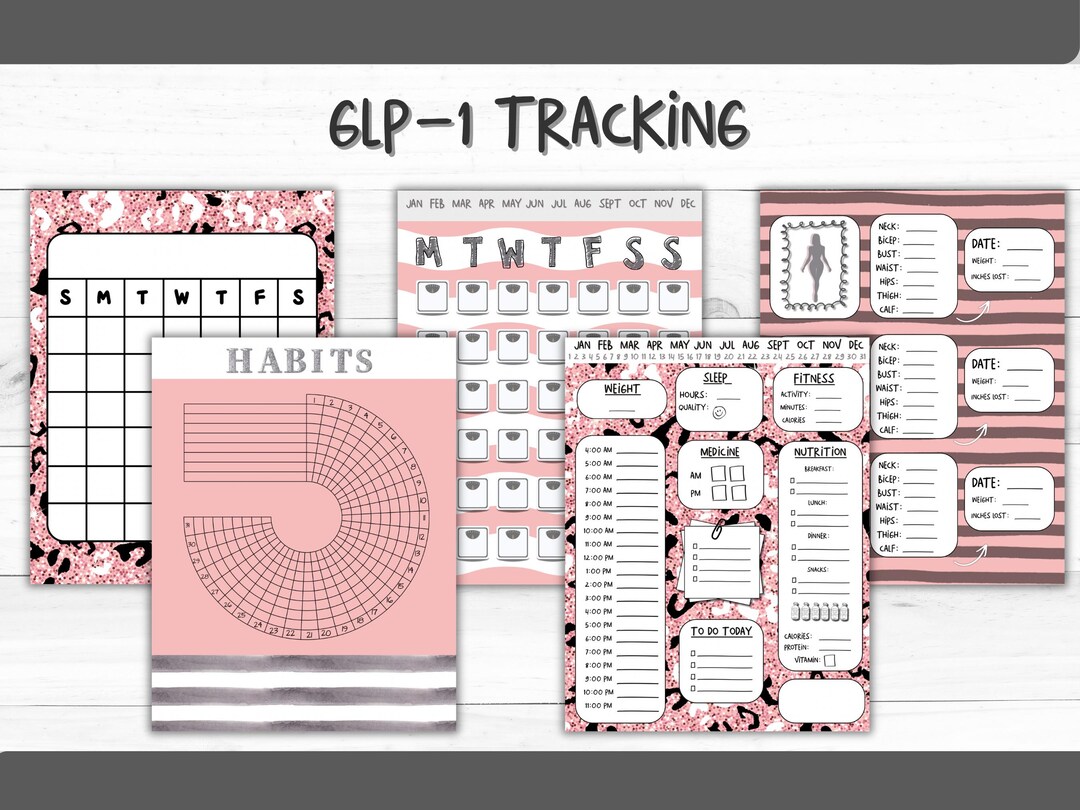 Printable GLP-1 Weight Loss Tracker Bundle: Daily, Weekly, Monthly (PDF ...