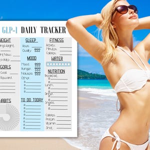 GLP-1 Printable Daily Tracker for Weight Loss and Productivity Tracking | Digital or Printable PDFs | Log Meals, Fitness, Sleep, Mood, Etc..