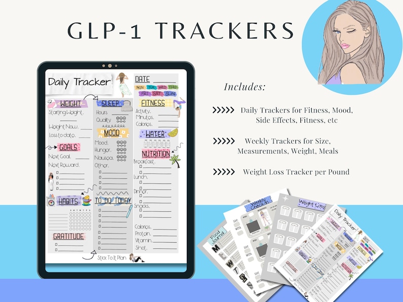 GLP-1 Tracking Pages | HP Classic and Full Size  |  Printable or Digital  |  Zepbound, Wegovy, Semaglutide, Ozempic, Peptide, Mounjaro, etc