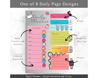 Student Planner | Digital | 8 Daily Page Options | Homework Tracker + Class Notes + Schedule + Journal + To Do List + Weekly, Daily, Monthly