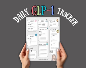 GLP-1 Weight Loss Tracker: Daily  (PDF Download)   Printable + Digital Use