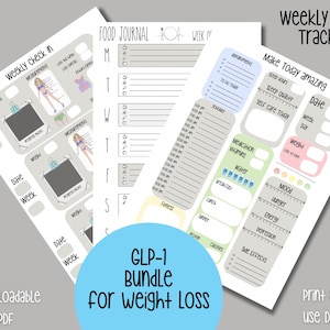 ADHD Bundle for Weight Loss Tracking | Daily and Weekly Forms | Digital or Printable PDFs | Log Meals, Weight, Fitness, Sleep, Hunger, etc.